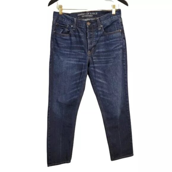 American Eagle | Vintage High Rise Button Fly Skinny Jeans Dark Wash - Picture 1 of 8